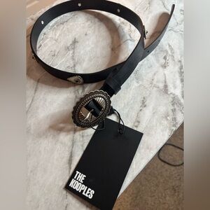 NWT The Kooples Black Belt with Intricate Silver Buckle Womens size 1 or US 4
